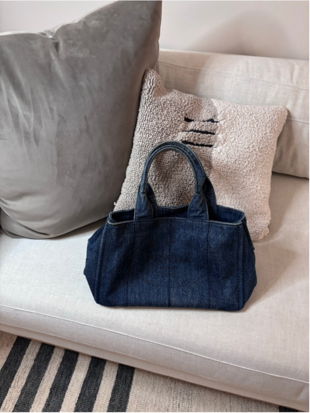 Women's Prada Denim Tote Bag One Size Blue